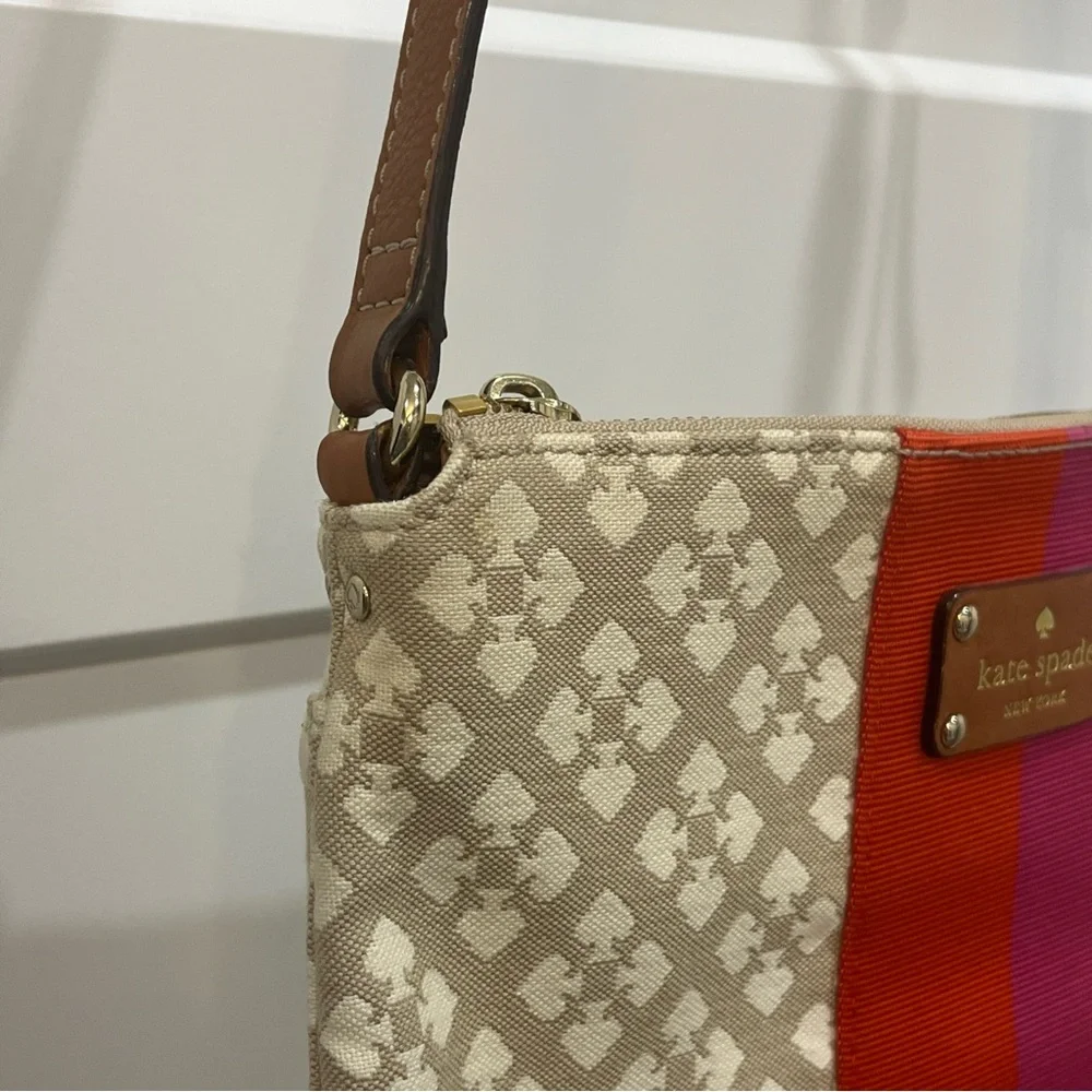 Kate Spade Classic Spade Victoria Beige Leather Crossbody Shoulder‎ Bag WKRU150